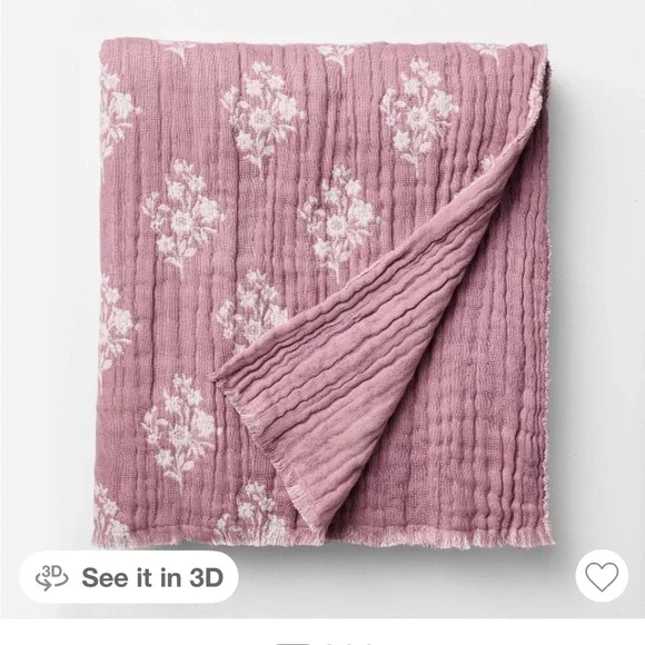 Studio McGee Bundle Purple/Cream Jaquard Throw Blanket & Pillow